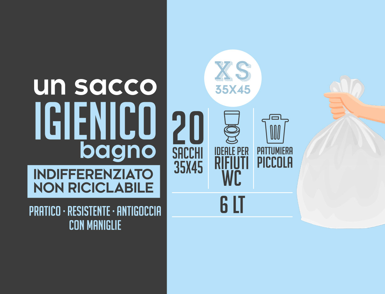 Sacchi Per Rifiuti TSP Recycling 60L Con Laccio - 90% Materiale Riciclato, Certificati Blue Angel, Per Raccolta Differenziata - Foto 7